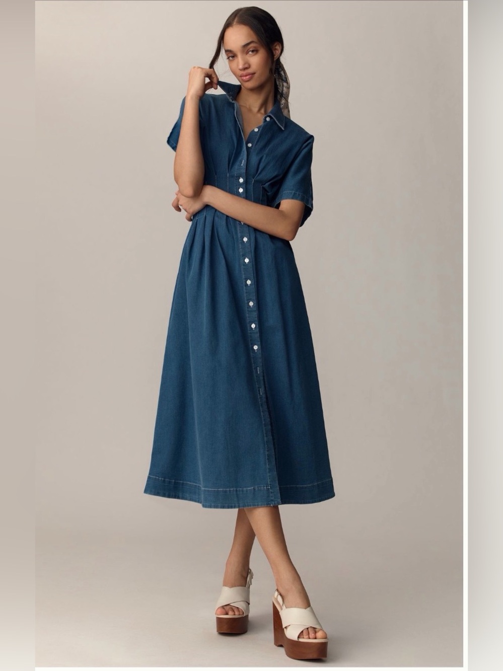 Anthropologie Exquise Tobie Denim Shirt Dress medium